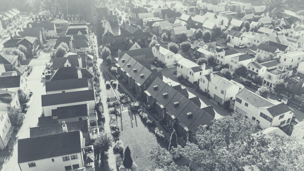 Aerial view of Trilith, a new town development South of Atlanta nestled across the street from a major movie studio.